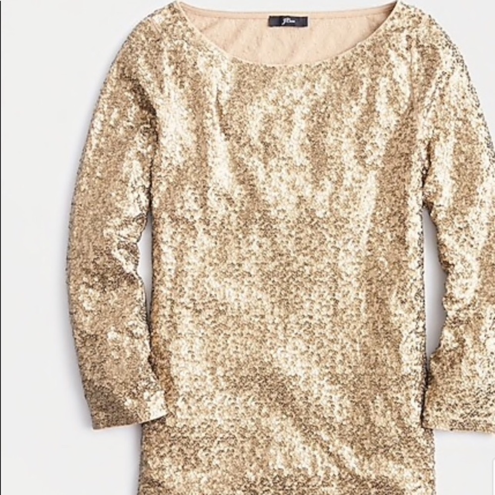 J CREW sequined three quarter sleeve boatneck top